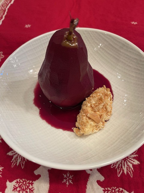 Poached Pear in Red Wine Sauce (Poire Pochée au Vin Rouge)